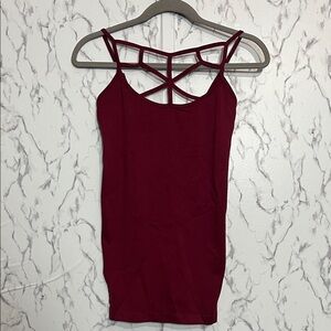 Zenana Outfitters Wine Strappy Cage-Back Camisole
